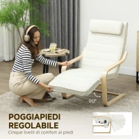 HOMCOM Fotoliu pentru living cu încălzire și suport pentru picioare reglabil Crem Lemn(m-5)