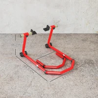 HOMCOM Béquille roue avant arrière charge 390kg béquille d'atelier moto bras réglable en acier, fourche en forme de U + L rouge(m-3)