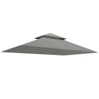 Outsunny Copertura per Gazebo da Giardino per Barbecue 1.52x2.44 m a 2 Livelli in Poliestere Grigio Chiaro(m-1)