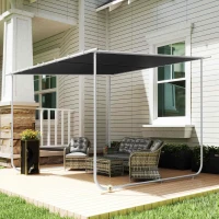 Outsunny Mobiler Pavillon, mit Rädern, inklusive Sandsäcke, Metallrahmen, 3x3m, Grau(m-9)