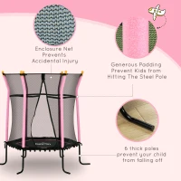 HOMCOM 5.2FT / 63 Inch Kids Trampoline With Enclosure Net Mini Indoor Trampolines for Child Age 3-6 Years Pink(m-5)