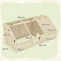 PawHut Box per tartarughe da esterno, design senza fondo, facile da aprire, Legno Naturale(m-3)