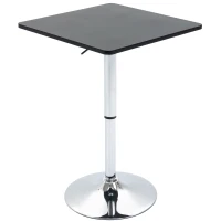 HOMCOM Modern Height Adjustable Counter Bar Table with 360° Swivel Tabletop and Electroplating Metal Base, Pub Desk for Living Room, Kitchen, Restaurant, Pub, Black and Silver(m-1)