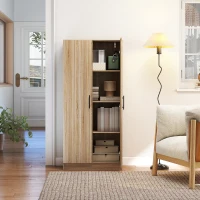 HOMCOM Buffet de Cuisine Moderne avec 2 Étagères Ajustables et Portes à Fermeture Amortie, 75x40x165 cm, Bois(m-5)