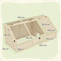 PawHut Caja para Tortugas, Recinto para Tortugas al Aire Libre, Diseño sin Base, Fácil de Abrir, Casa para Tortugas, Natural(m-3)