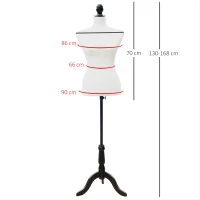 Mannequin femme buste de couture porte-vêtement objet d’essayage mousse à haute densité hauteur réglable 130-168cm blanc neuf02wt(m-3)