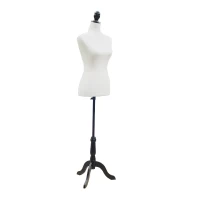 Mannequin femme buste de couture porte-vêtement objet d’essayage mousse à haute densité hauteur réglable 130-168cm blanc neuf02wt(m-7)