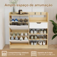 HOMCOM Sapateira Estreita com Prateleiras Ajustáveis Gaveta e 4 Ganchos para 14 Pares de Sapatos 93x30x90 cm Madeira e Branco(m-4)