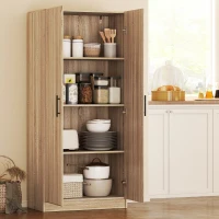 HOMCOM Buffet de Cuisine Moderne avec 2 Étagères Ajustables et Portes à Fermeture Amortie, 75x40x165 cm, Bois(m-2)