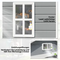Outsunny Metall-Gartenschuppen, abschließbar, Doppeltür, Fenster, Aluminiumrahmen, 1,80 x 1,30 x 2,10 m, Grau(m-7)