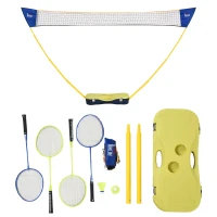HOMCOM Portable Badminton Net Set  with 2 Pairs of Badminton Rackets and 2 Nylon Shuttlecocks, for Adults Kids Indoor Outdoor Exercise Training(m-11)