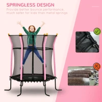 HOMCOM 5.2FT / 63 Inch Kids Trampoline With Enclosure Net Mini Indoor Trampolines for Child Age 3-6 Years Pink(m-4)