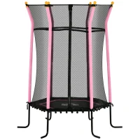 HOMCOM 5.2FT / 63 Inch Kids Trampoline With Enclosure Net Mini Indoor Trampolines for Child Age 3-6 Years Pink(m-1)