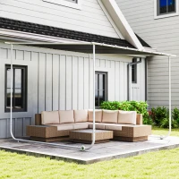 Outsunny Mobiler Pavillon, mit Rädern, inklusive Sandsäcke, Metallrahmen, 3x3m, Grau(m-7)