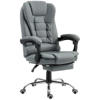 HOMCOM Executive Office Chair, Home Office Chair with Swivel Wheels, Reclining Backrest, Retractable Footrest, Grey(m-1)