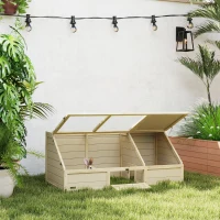 PawHut Box per tartarughe da esterno, design senza fondo, facile da aprire, Legno Naturale(m-2)