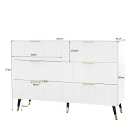 Elegant Sideboard with Modern Design, Chest of Drawers and Storage Space, Cabinet for Space-Saving Room, 120L x 40W x 77H cm, White+Gold(m-3)
