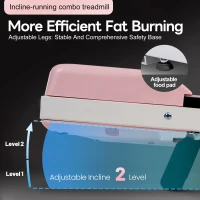 Folding Under Desk Walking Pad Treadmill with Adjustable Incline, Space-Saving Treadmill for Living Room, 111L x 47.5W x 9.5H cm, Pink(m-5)