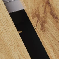 Telescopic Dining Table with Snack Shelf and Wine Rack for 4-6 People, Kitchen Table for Modern Living, 110L x 80W x 75H cm, Black+Natural(m-8)