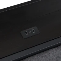 Metal Bed with LED Lights and Charging Ports, Bed Frame with Wheeled Drawers, Padded Storage, 209L x 137.5W x 100H cm, Black(m-10)