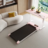 Folding Under Desk Walking Pad Treadmill with Adjustable Incline, Space-Saving Treadmill for Living Room, 111L x 47.5W x 9.5H cm, Pink(m-11)