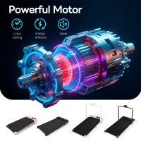 Folding Under Desk Walking Pad Treadmill with Adjustable Incline, Space-Saving Treadmill for Living Room, 111L x 47.5W x 9.5H cm, Pink(m-6)