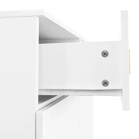 Elegant Sideboard with Adjustable Shelves and Gold-Plated Accents, Cabinet Ideal for Space-Saving Room, 83L x 35W x 101H cm, White+Gold(m-8)