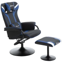 Vinsetto Gaming Recliner Ergonomic Chair w/ footstool - black/blue(m-12)