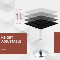 HOMCOM Modern Height Adjustable Counter Bar Table with 360° Swivel Tabletop and Electroplating Metal Base, Pub Desk for Living Room, Kitchen, Restaurant, Pub, Black and Silver(m-4)