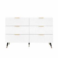 Elegant Sideboard with Modern Design, Chest of Drawers and Storage Space, Cabinet for Space-Saving Room, 120L x 40W x 77H cm, White+Gold(m-2)