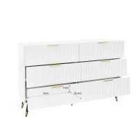 Elegant Sideboard with Modern Design, Chest of Drawers and Storage Space, Cabinet for Space-Saving Room, 120L x 40W x 77H cm, White+Gold(m-4)