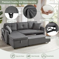 L-Shaped Convertible Sofa Bed with Reversible Chaise, Storage, Sleeper Sofa Ideal for Space-Saving Rooms, 196L x 126W x 79H cm, Grey(m-7)