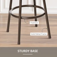 HOMCOM Set of 2 Bar Chairs Swivel Armless Upholstered Metal Frame Barstools with Backrest & Footrest, Bronze(m-6)