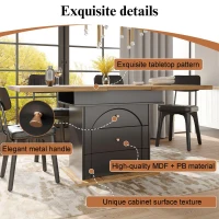 Telescopic Foldable Kitchen Table for 4-6 People with Soft-Close System, Dining Table with Hidden Storage, 110L x 80W x 75H cm, Black+Natural(m-4)