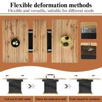 Telescopic Foldable Kitchen Table for 4-6 People with Soft-Close System, Dining Table with Hidden Storage, 110L x 80W x 75H cm, Black+Natural(m-6)