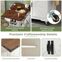 Elegant Kitchen Island with Extendable Worktop, Smooth Wheels, Ample Storage, Foldable Cabinet Ideal for Kitchen, 140L x 45W x 94H cm, White(m-6)