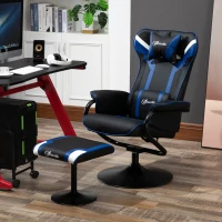 Vinsetto Gaming Recliner Ergonomic Chair w/ footstool - black/blue(m-2)