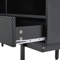 Modern Bohemian TV Cabinet with Sturdy and Durable Construction, Geometric Lines TV Stand for Living Room, 200L x 40W x 51H cm, Black(m-10)