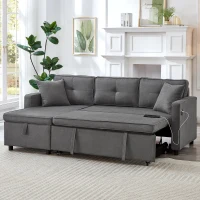 L-Shaped Convertible Sofa Bed with Reversible Chaise, Storage, Sleeper Sofa Ideal for Space-Saving Rooms, 196L x 126W x 79H cm, Grey(m-8)