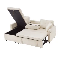 L-Shaped Convertible Sofa Bed with Reversible Chaise, Storage, Sleeper Sofa Ideal for Space-Saving Rooms, 196L x 126W x 79H cm, Beige(m-11)