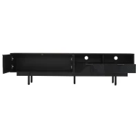 Modern Bohemian TV Cabinet with Sturdy and Durable Construction, Geometric Lines TV Stand for Living Room, 200L x 40W x 51H cm, Black(m-11)