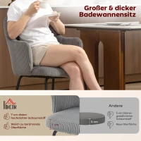 HOMCOM Eetkamerstoel, Corduroy Bekleding, Schaalvorm, Metalen Poten, Voetkussens, Grijs(m-4)