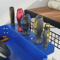 DURHAND Carrello porta attrezzi in acciaio con 3 ripiani su ruote, carico max. 150 kg, 83x35.3x76 cm, Blu(m-4)