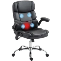 HOMCOM Fauteuil de Bureau Massant à 4 Points avec Riscaldamento et Accoudoirs Rabattabili, Noir(m-6)