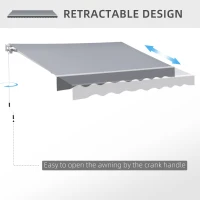 Outsunny Manual Retractable Patio Awning Shelter UV Protection, 2.5mx2m(m-7)