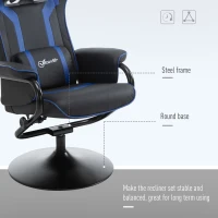 Vinsetto Gaming Recliner Ergonomic Chair w/ footstool - black/blue(m-7)