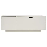 Lift Up Coffee Table with Hydraulic Mechanism, Wooden Tea Table with Drawer and Hidden Storage, 117L x 65W x 43H cm, White(m-2)