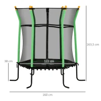 HOMCOM Trampolim para Crianças com Superfície de Salto Ø120 cm Rede de Segurança e Estrutura de Aço Carga 50kg Ø163,5x163,5 cm Verde(m-3)