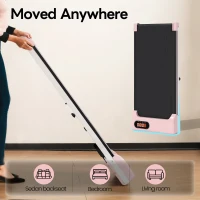 Folding Under Desk Walking Pad Treadmill with Adjustable Incline, Space-Saving Treadmill for Living Room, 111L x 47.5W x 9.5H cm, Pink(m-8)