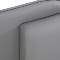 Upholstered Double Bed with Charging Port and Lighting, Full-Size Bed with Impact-Resistant Sponge Padding, 209L x 221W x 86.5H cm, Grey(m-10)
